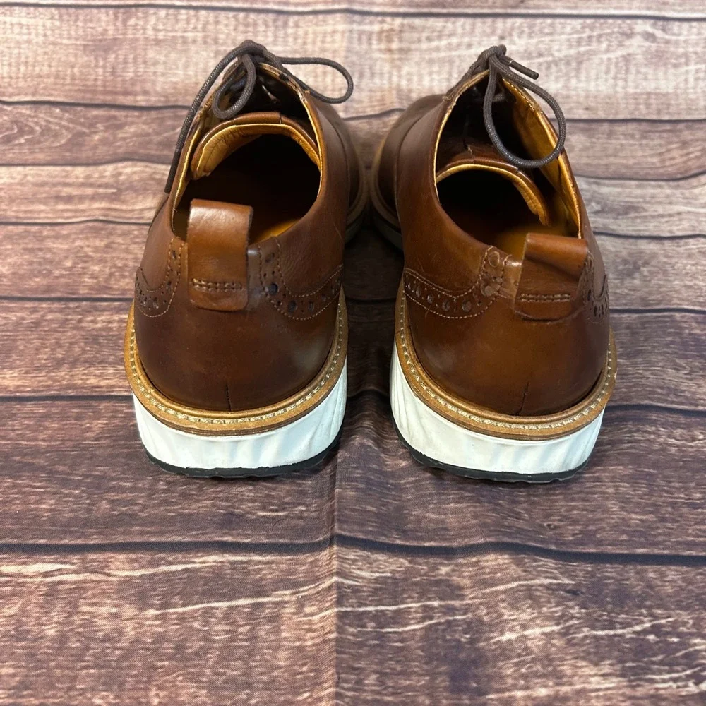 ECCO ST.1 Hybrid Brogue Brown Leather Wingtip Oxford Shoes Mens Sz 46 US 12-12.5